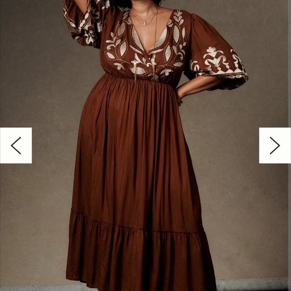 Anthropologie Dresses & Skirts - Anthropologie Brown and White Embellished Sundress